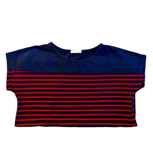 SMALLSHOW Women's Tops Short Sleeve Striped Patchwork O-Neck Casual T Shirt SZ L - Picture 4 of 4